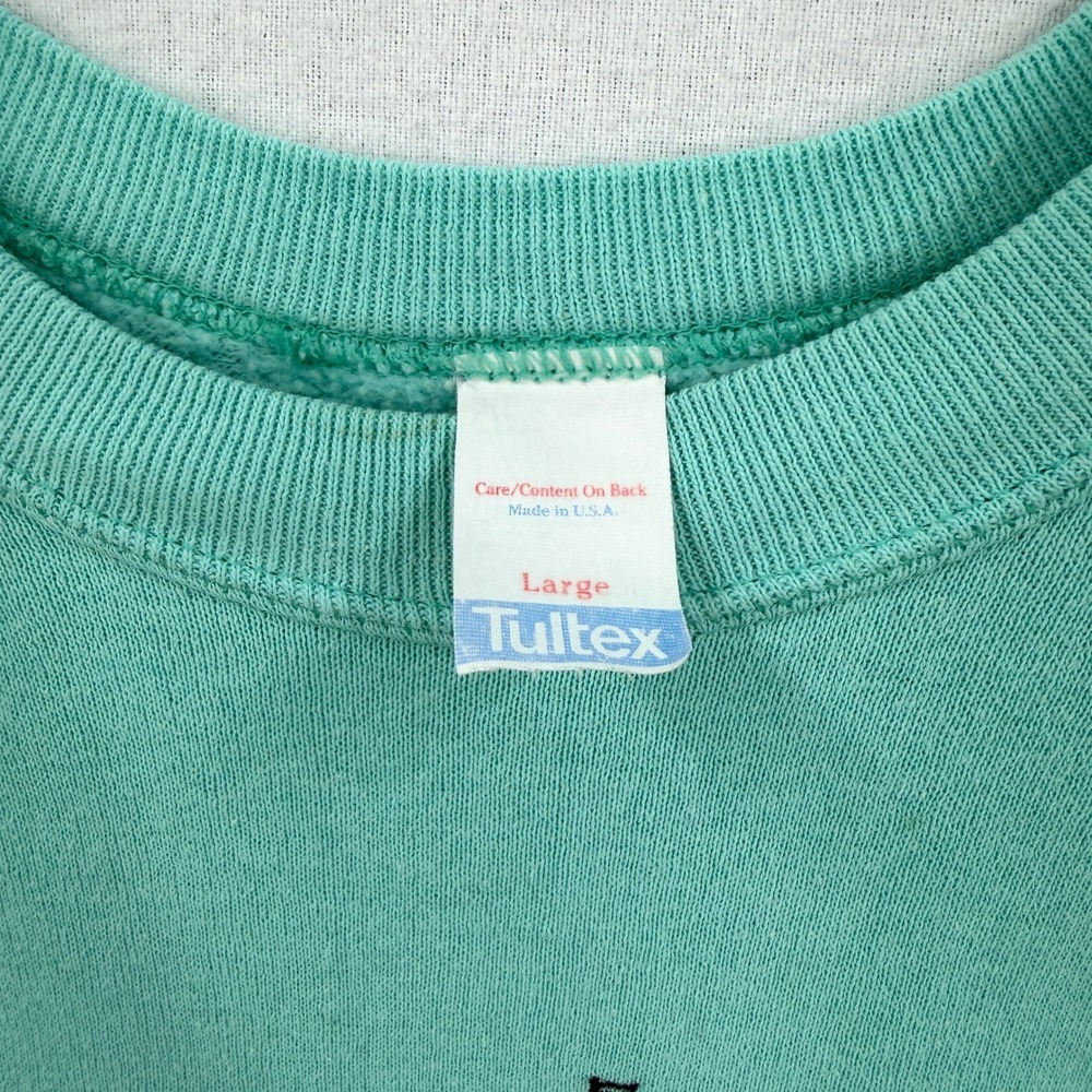 VINTAGE DISNEY Sweatshirt Large Teal Mickey Mouse Castle Balloons Crew Tultex - Picture 8 of 15